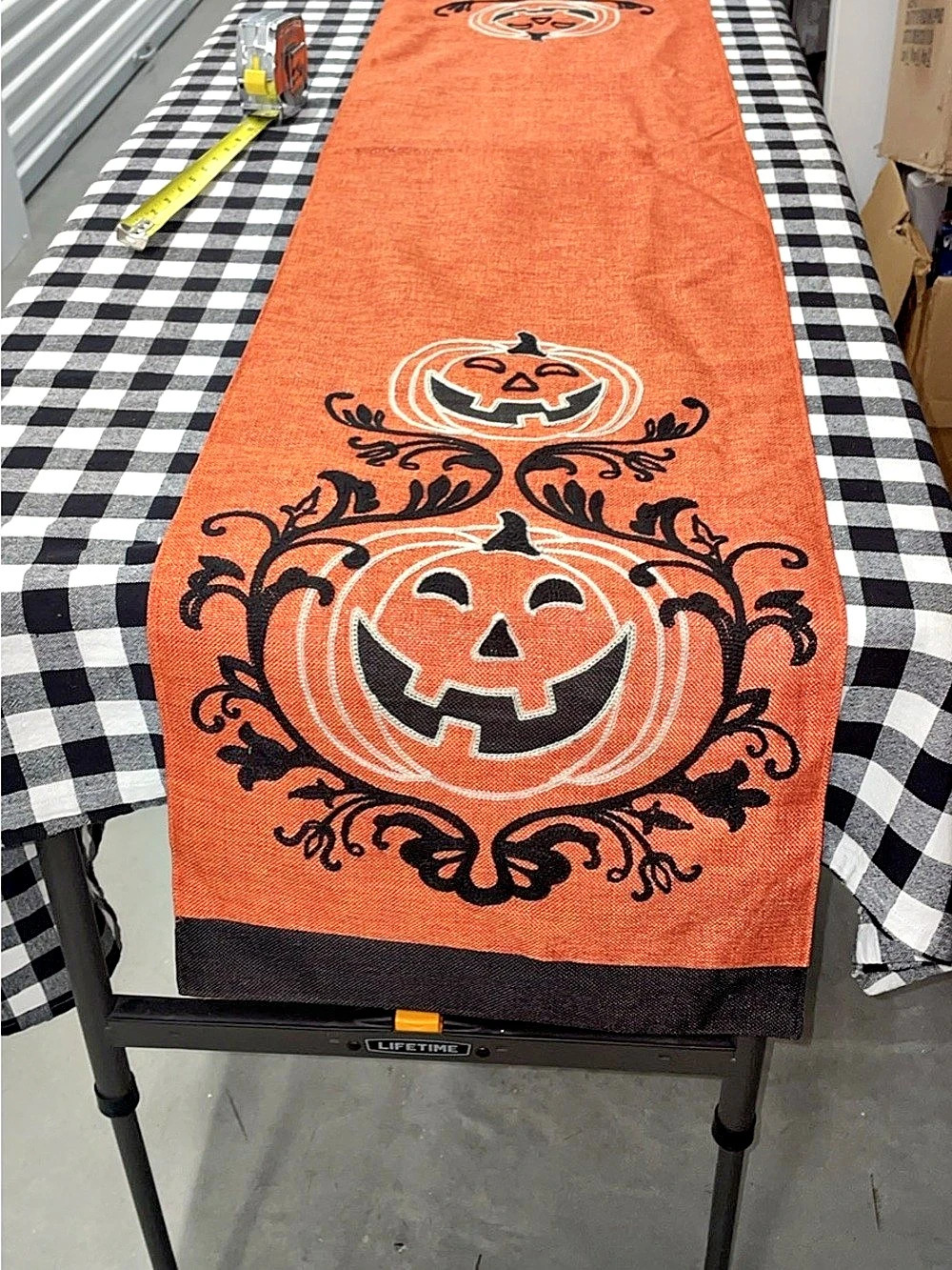 Hallow Home Halloween Table Runner in Orange & Black
